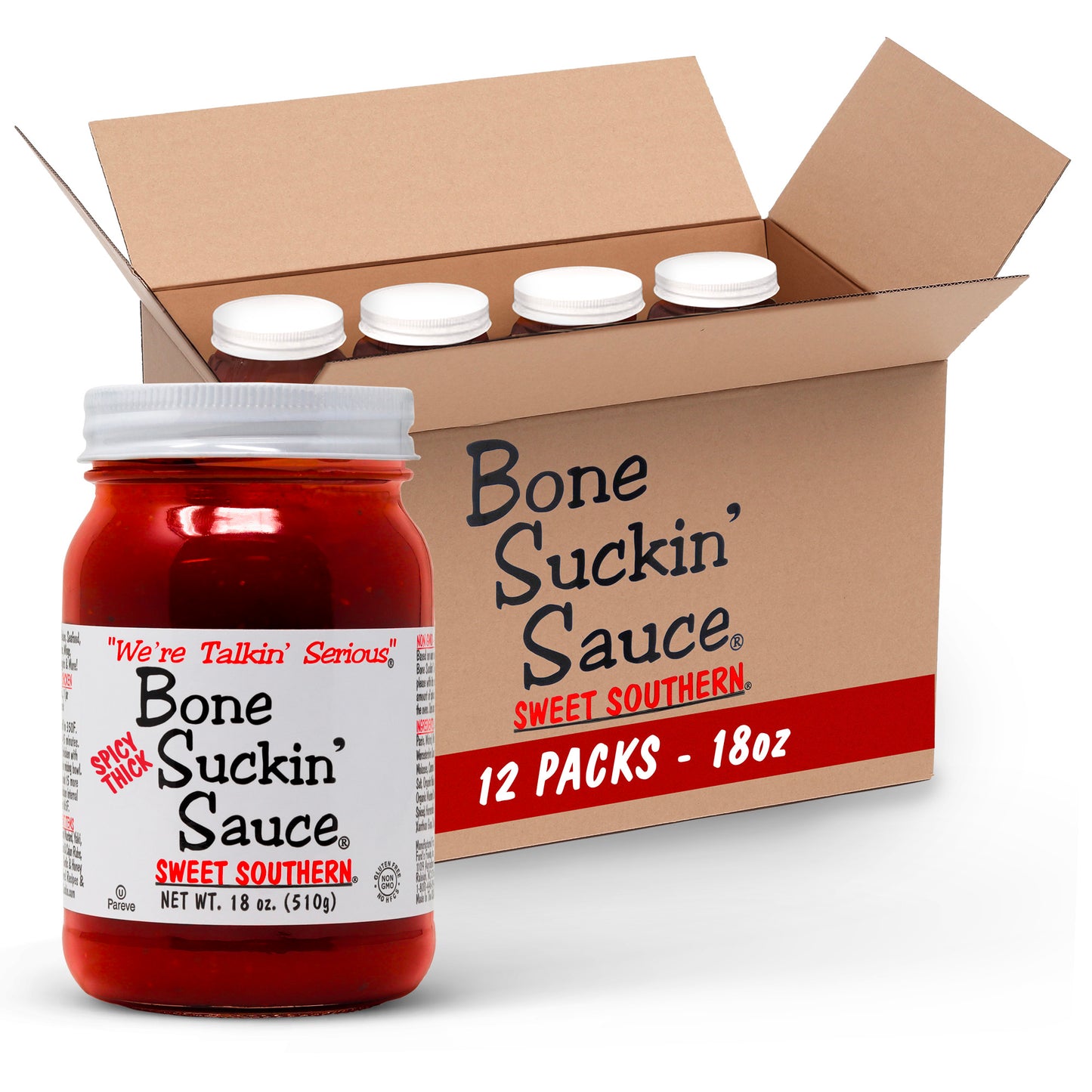 Love the flavor of Spicy Bone Suckin' Sauce®, but want something that will really stick to your ribs? We are pleased to offer our Bone Suckin' Spicy Thick Sweet Southern Sauce®. Elevate your barbecue experience with our sweet, tangy, tomato-based Barbecue Sauce, Bone Suckin' Sauce®. This thicker, spicier version of Bone Suckin' Sauce® delivers a one-of-a-kind blend of hot, tangy & sweet flavors. Ideal for marinating meats from land & sea.