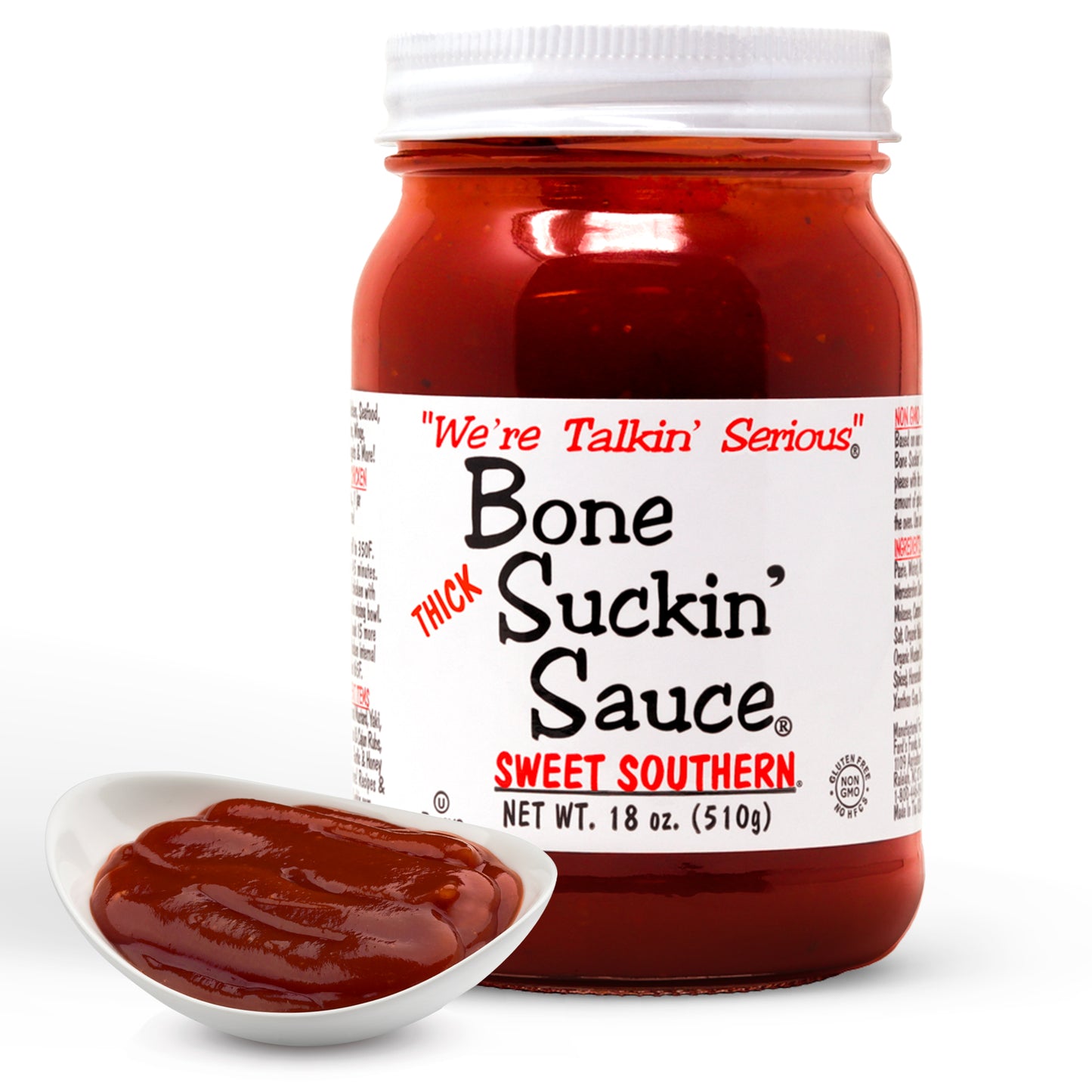 Bone Suckin'® Sauce Thick Sweet Southern 18oz with Saucer