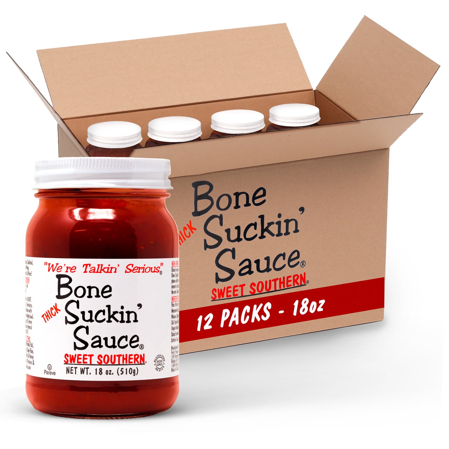12 Pack Bone Suckin'® Sauce Thick Sweet Southern 18oz