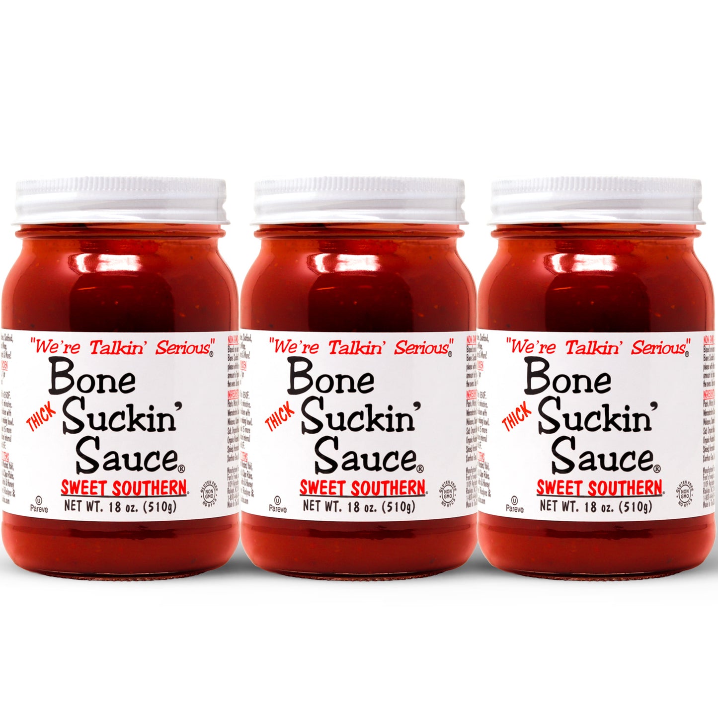 3 Jars of Bone Suckin'® Sauce Thick Sweet Southern 18oz