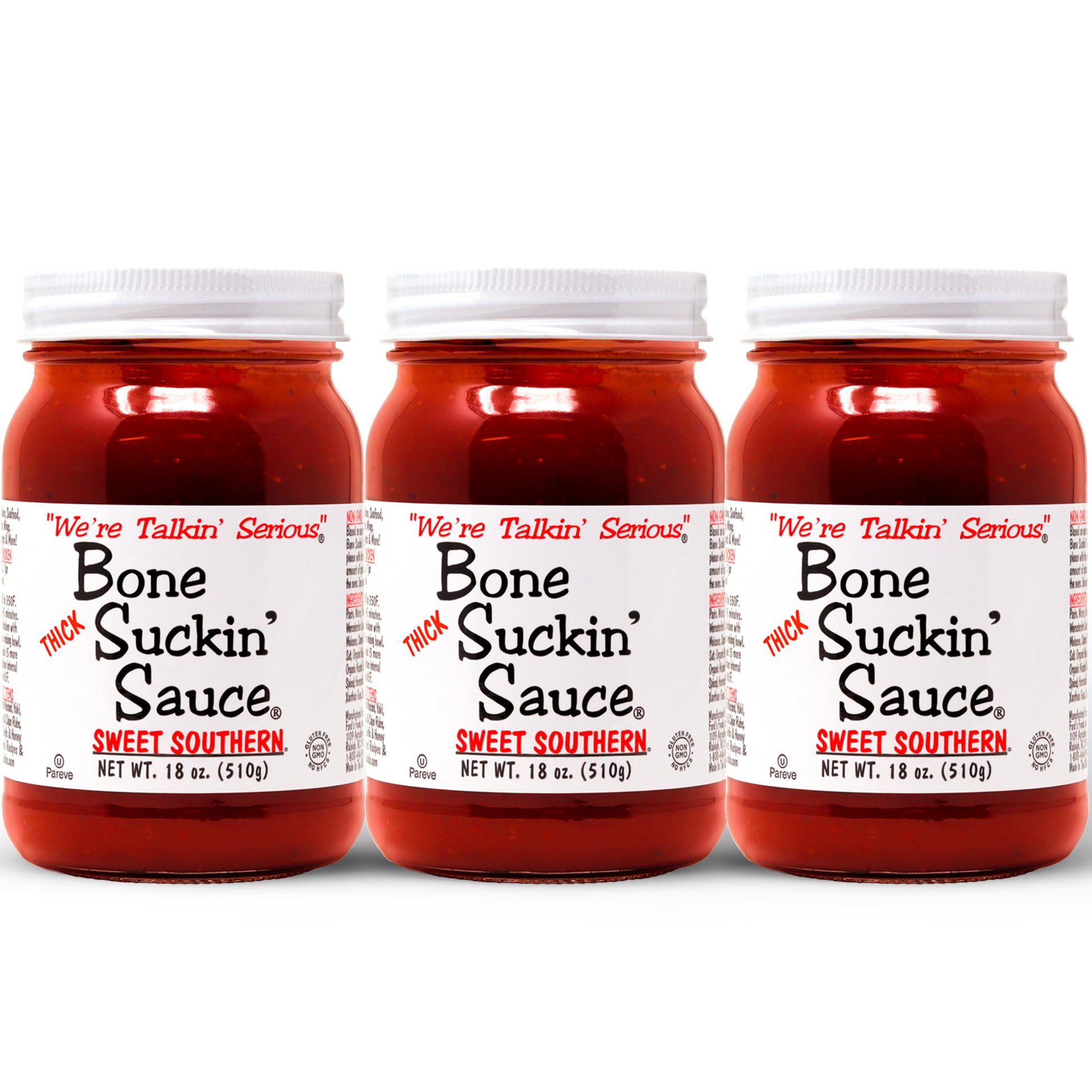 3 Jars of Bone Suckin'® Sauce Thick Sweet Southern 18oz