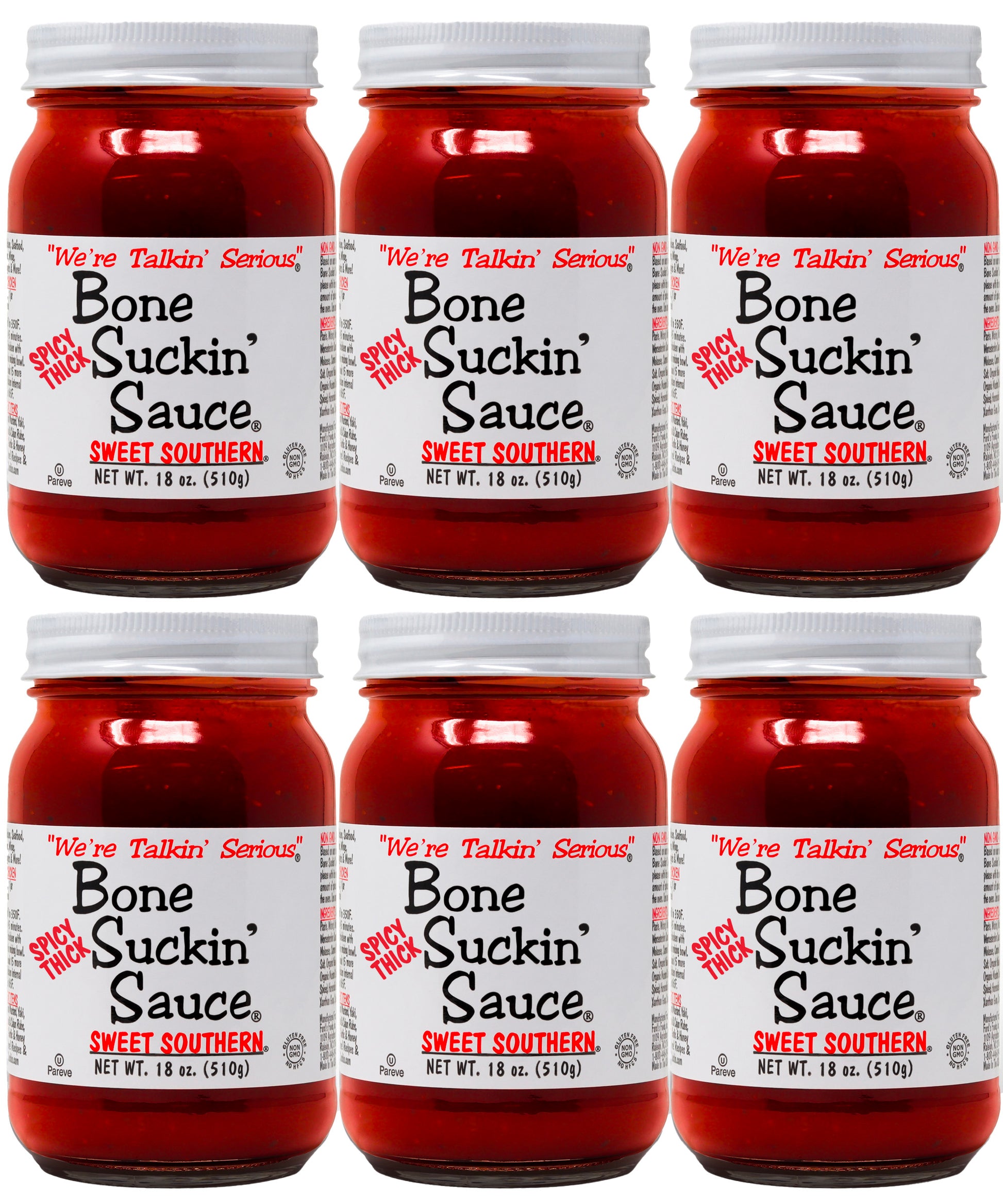 Love the flavor of Spicy Bone Suckin' Sauce®, but want something that will really stick to your ribs? We are pleased to offer our Bone Suckin' Spicy Thick Sweet Southern Sauce®. Elevate your barbecue experience with our sweet, tangy, tomato-based Barbecue Sauce, Bone Suckin' Sauce®. This thicker, spicier version of Bone Suckin' Sauce® delivers a one-of-a-kind blend of hot, tangy & sweet flavors. Ideal for marinating meats from land & sea.
