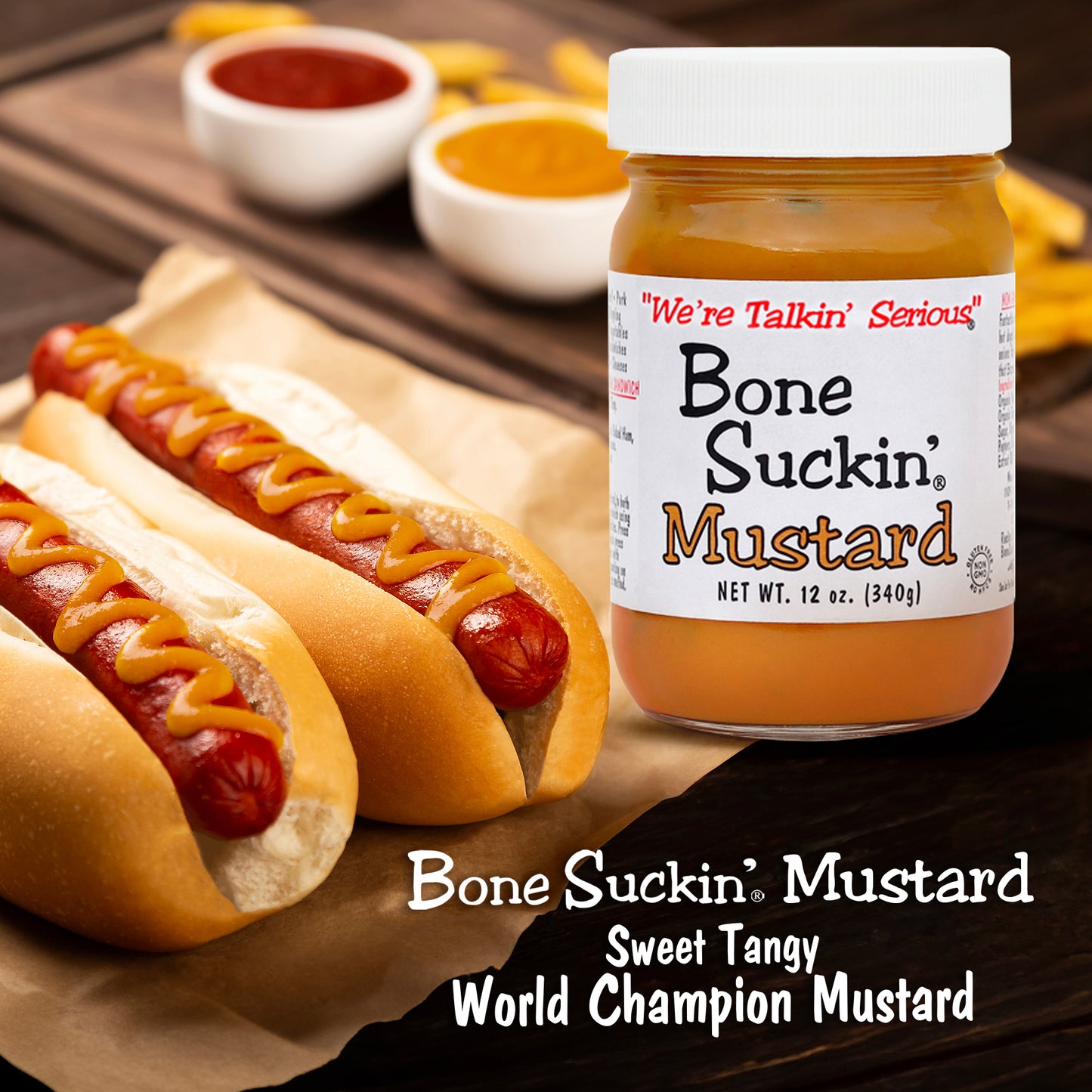 Bone Suckin' Mustard, 12 oz. Sweet Tangy World Champion Mustard