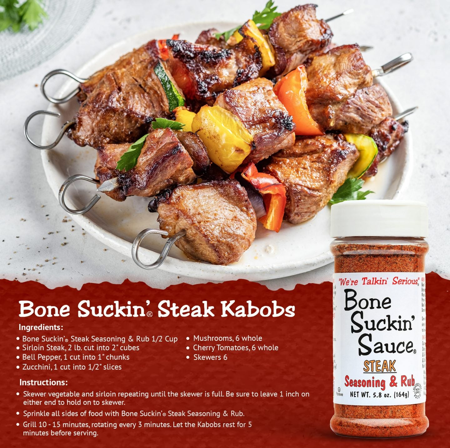 Bone Suckin’® Steak Seasoning & Rub 5.8 oz. Steak Kabobs recipe