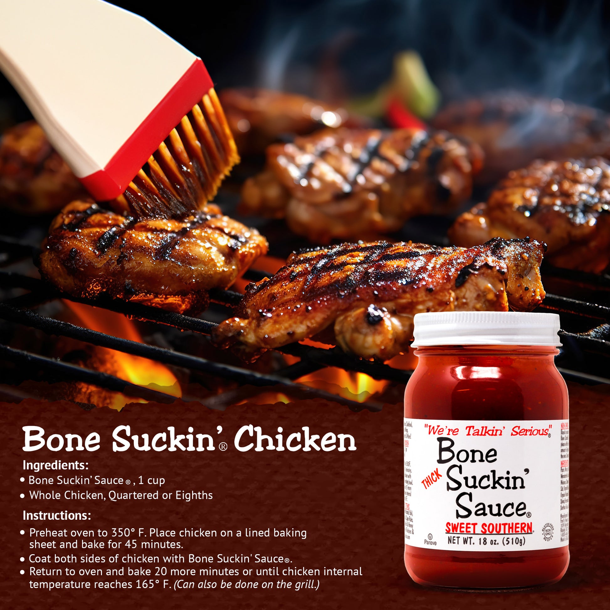 Bone Suckin'® Sauce Thick Sweet Southern 18oz - Bone Suckin'® Chicken Recipe