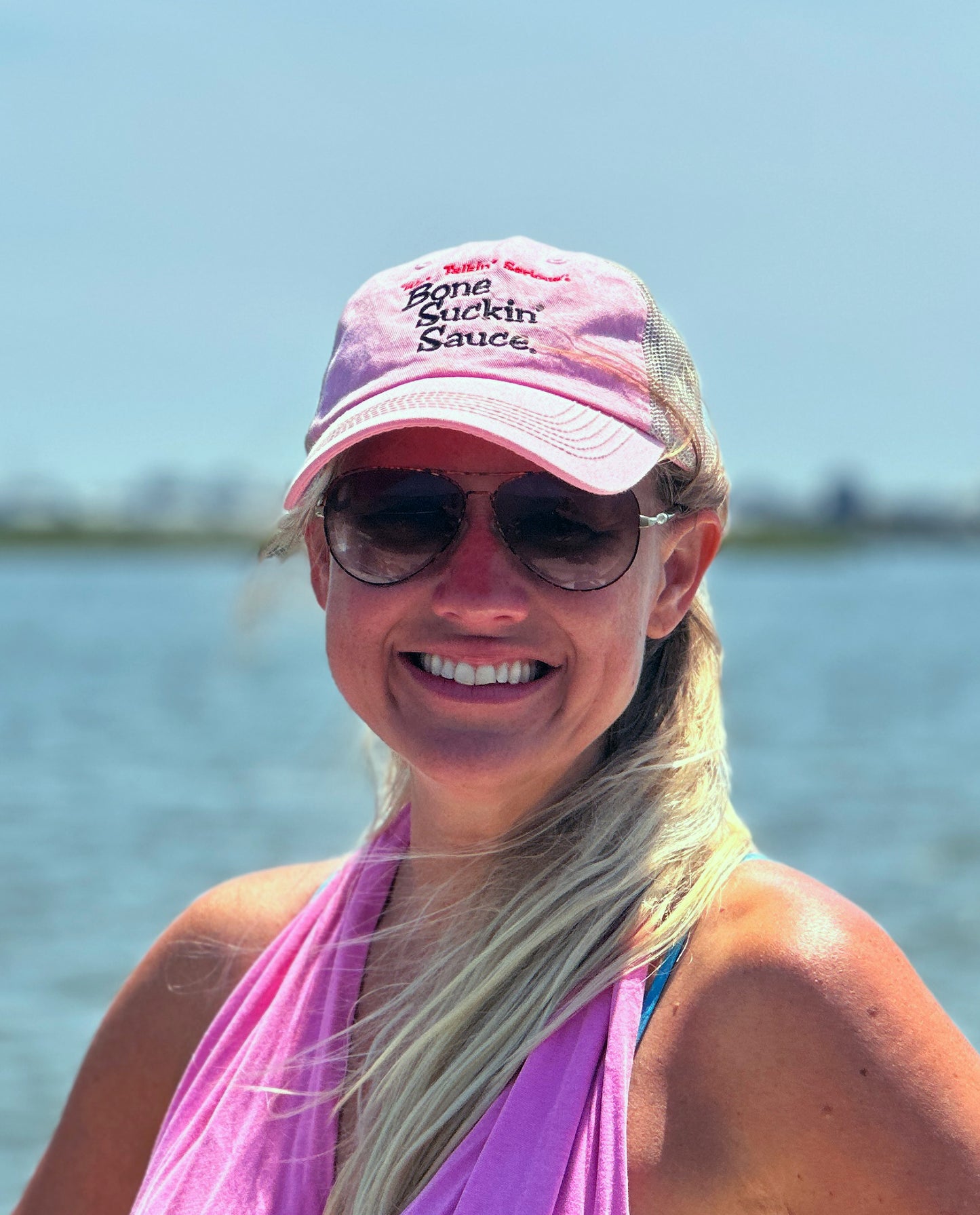 Bone Suckin' Sauce® Hat- Pink with Mesh