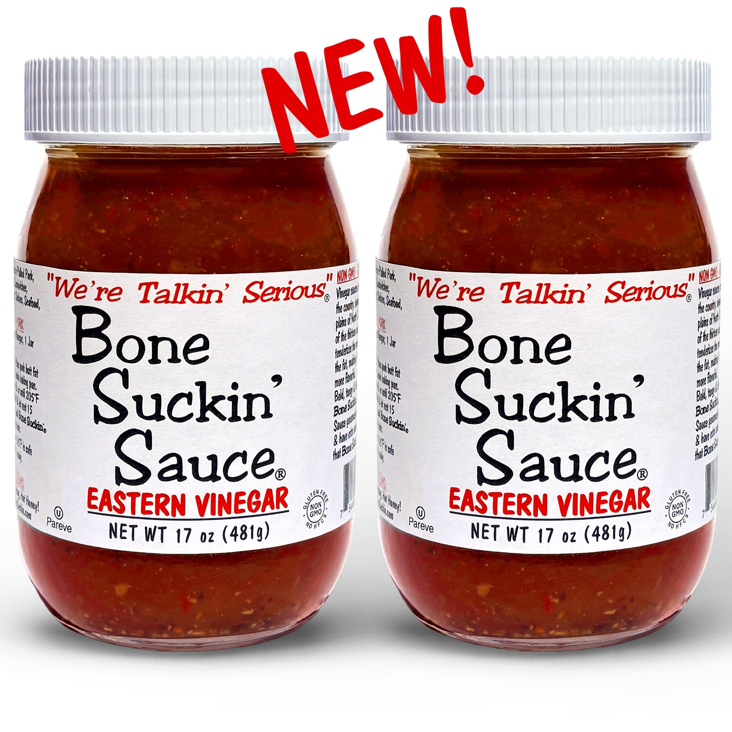 NEW Bone Suckin' Sauce Eastern Vinegar 17 oz Jars - 2 Pack
