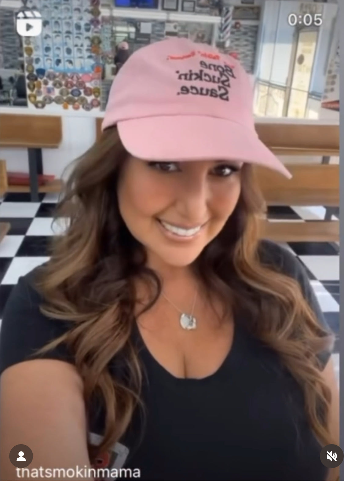 Bone Suckin' Sauce® Hat Pink with Black Logo on Back