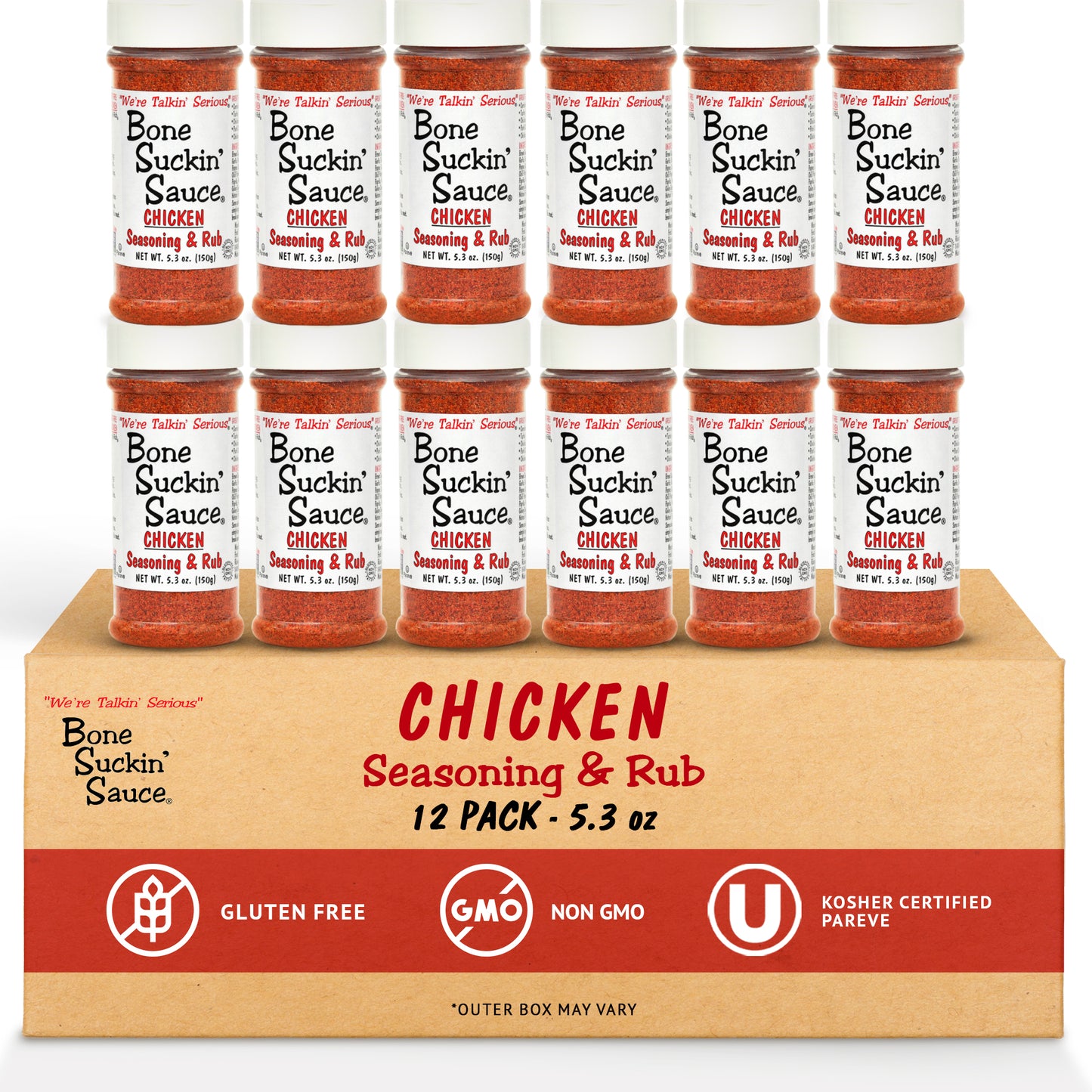 Bone Suckin' Chicken Seasoning & Rub. Garlic and sage come to the forefront of our poultry blend. It's versatile enough to be used on anything.