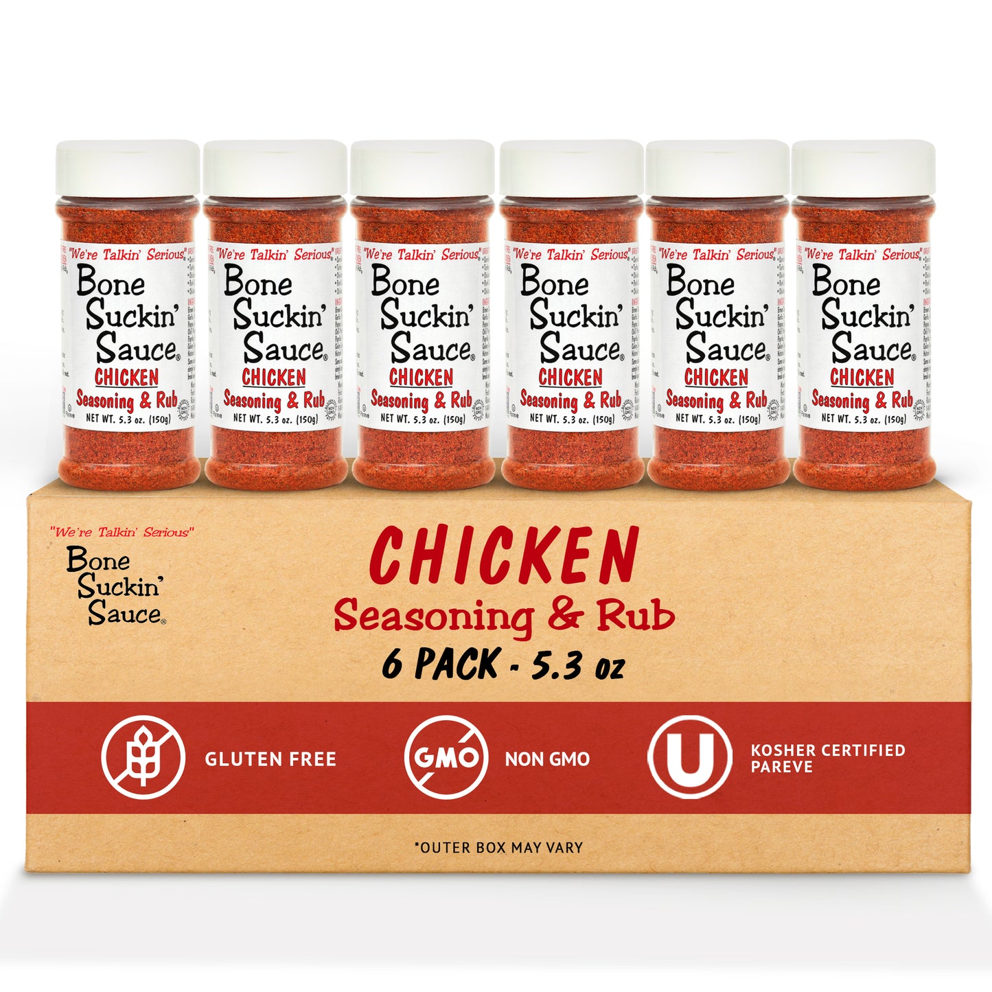 Bone Suckin' Chicken Seasoning & Rub. Garlic and sage come to the forefront of our poultry blend. It's versatile enough to be used on anything.