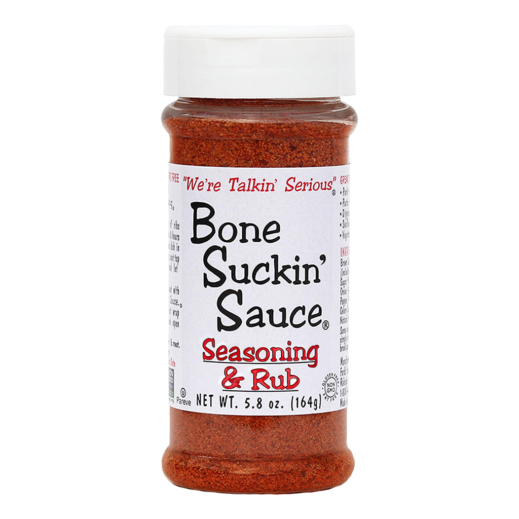 Bone Suckin' Sauce® Seasoning and Rub, 5.8 oz Elevate your meals to new heights with this expertly blended seasoning rub, ensuring a perfect chargrilled finish and an explosion of taste.