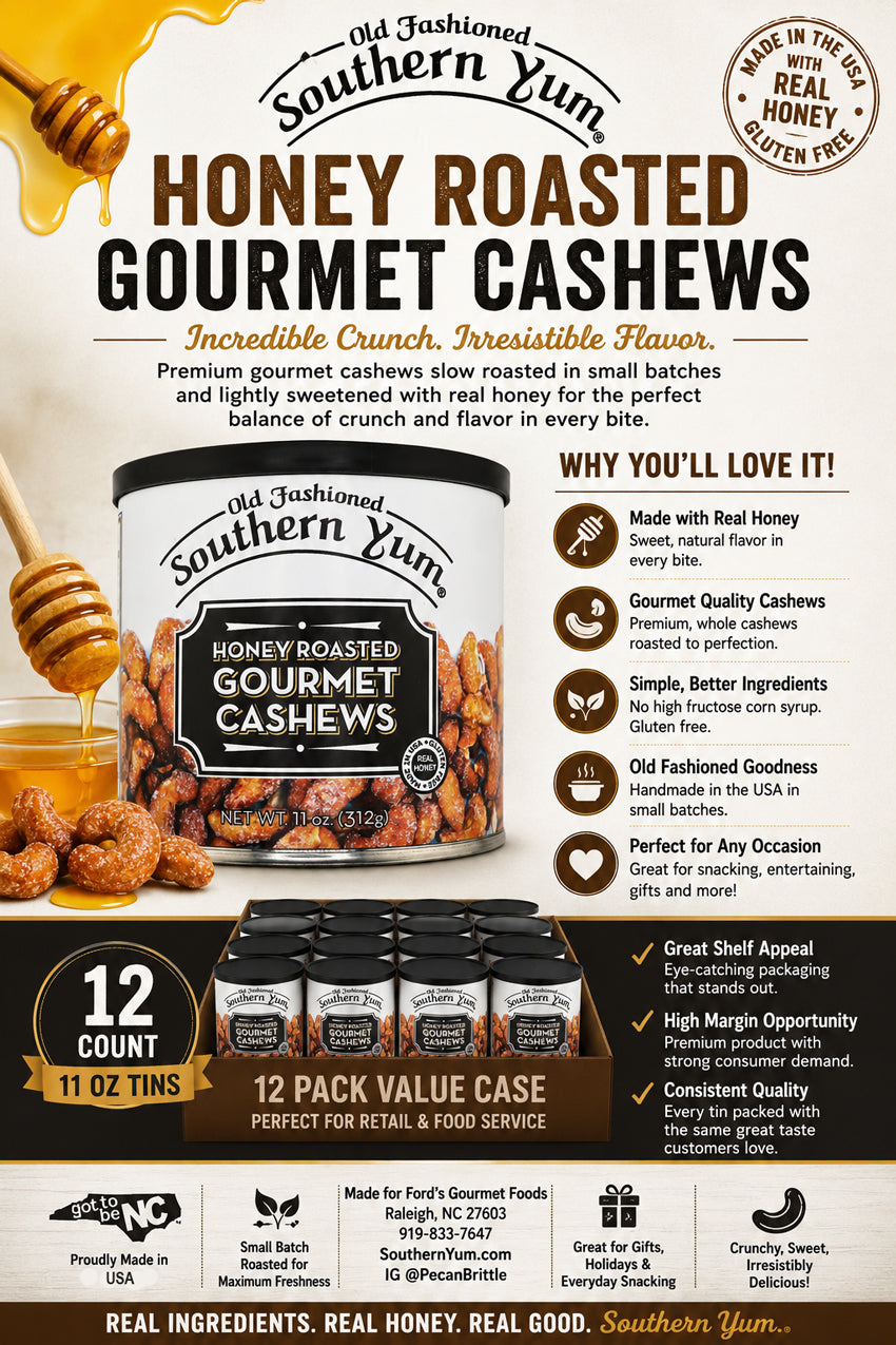 Southern Yum® Honey Roasted Gourmet Cashews - 11 oz.