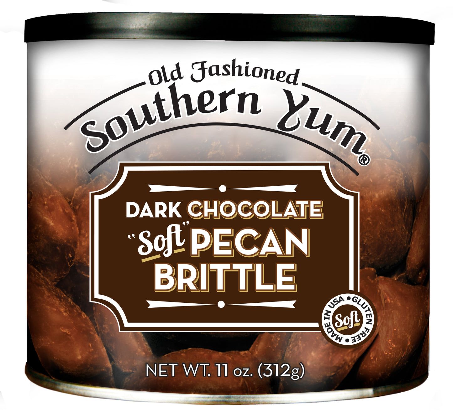 Southern Yum® Pecan Brittle, Dark Chocolate, 11 oz. Scrumptious, Buttery Brittle. Handmade in small batches with North Carolina Pecans.