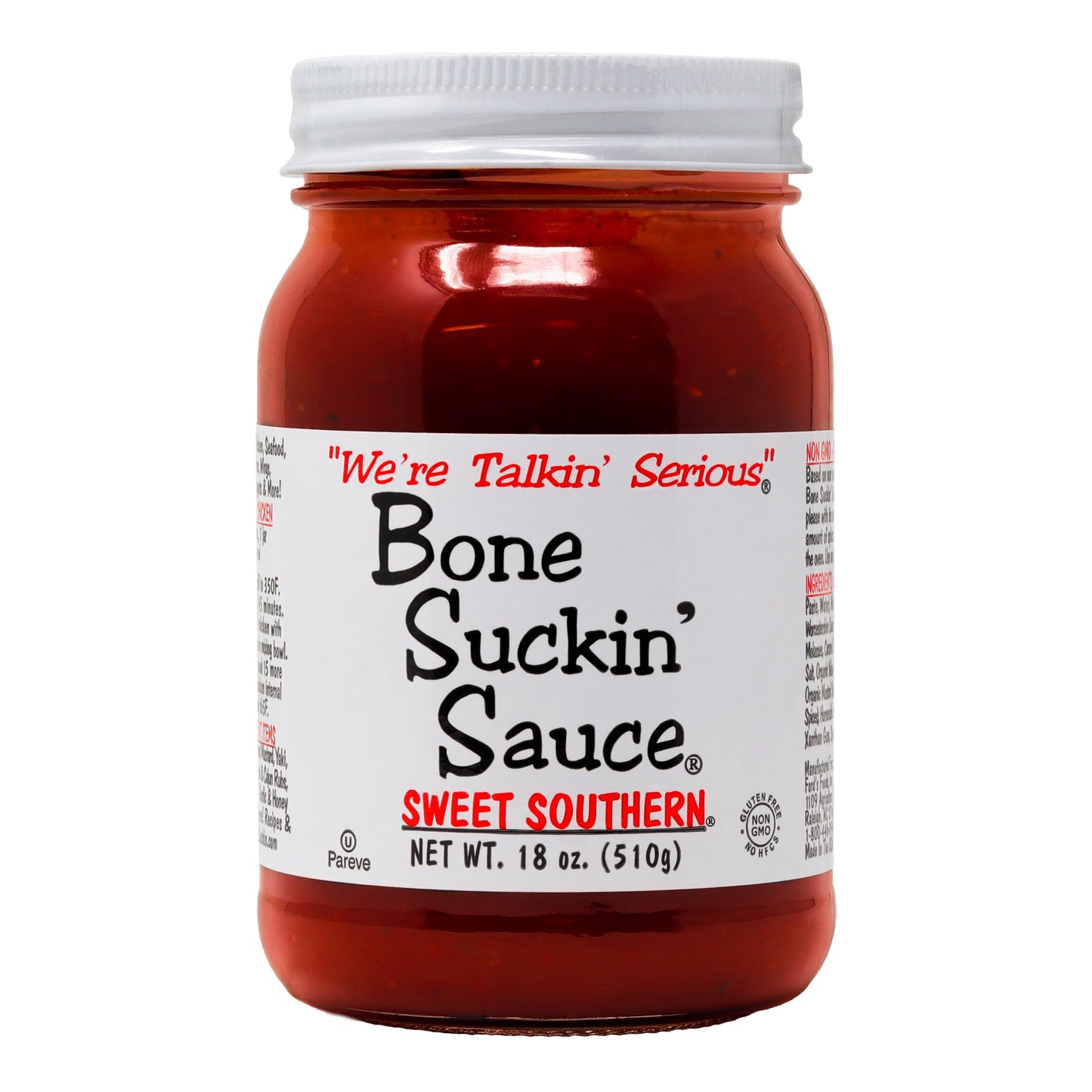Bone Suckin' Sauce® Sweet Southern®, 18 oz.   Indulge in the rich, sweet, and tangy flavors of our signature sauce, the perfect complement to ribs, chicken, and pork.
