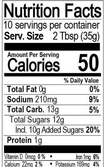 The Bitch Doctor Garlic & Honey Wing Sauce 12.25 oz Nutrition Facts