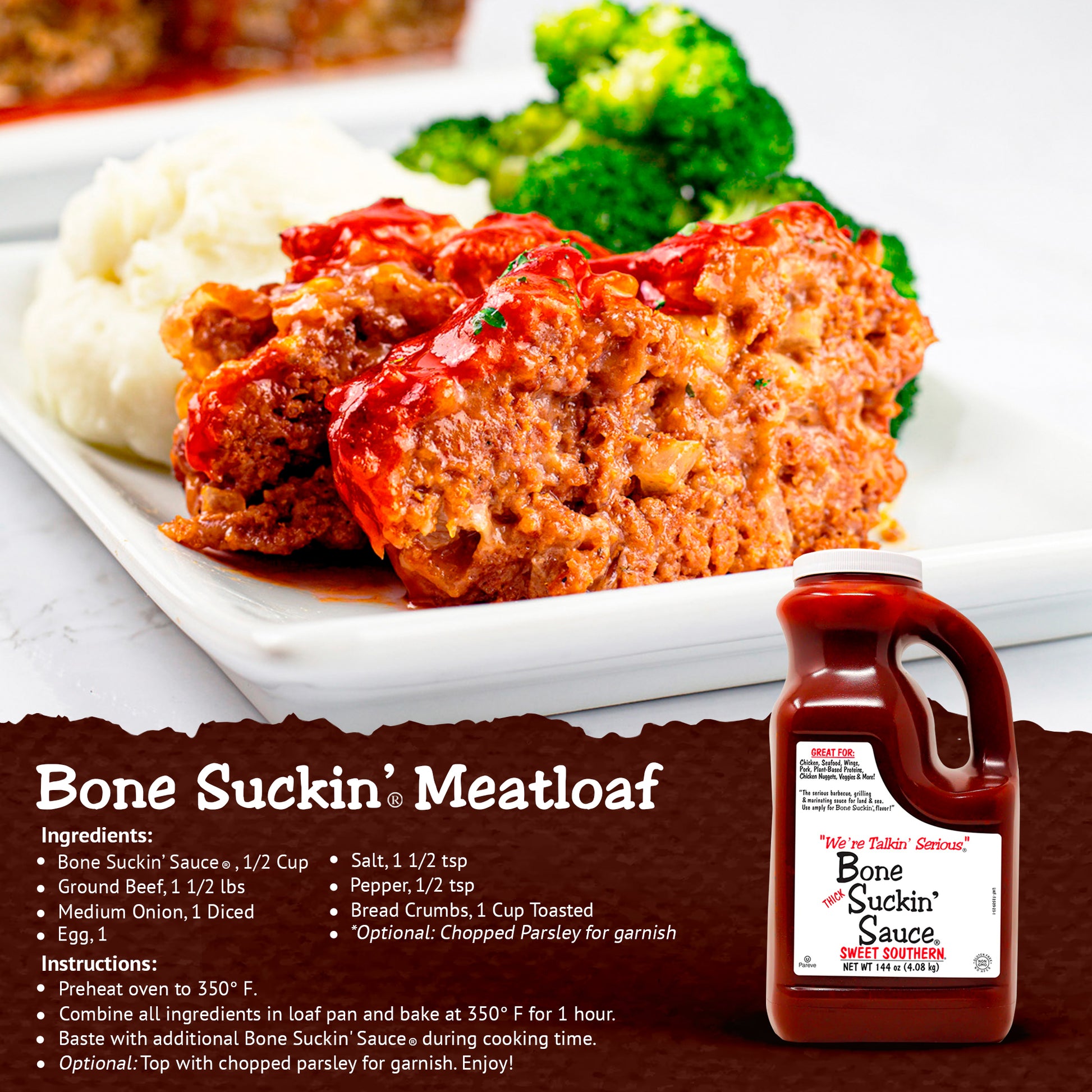 Bone Suckin' Sauce Sweet Southern Thick 144oz - Meatloaf Recipe