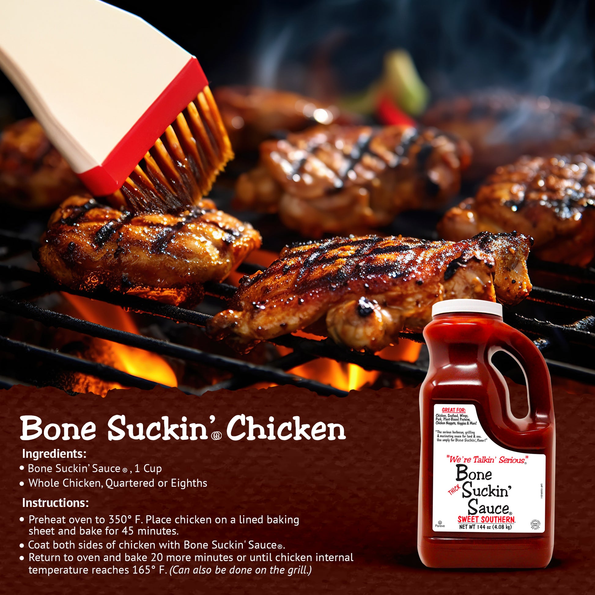 Bone Suckin' Sauce Sweet Southern Thick 144oz - Chicken Recipe