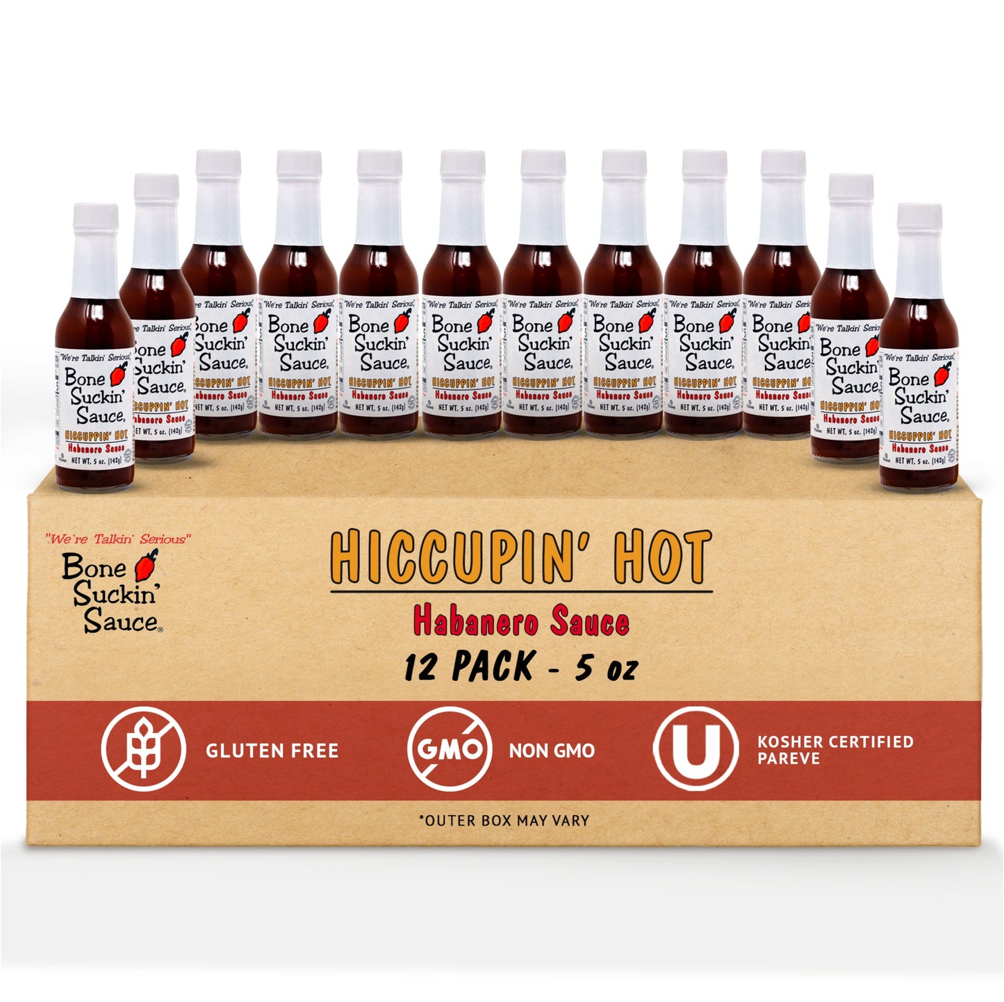 Bone Suckin'®, HICCUPPIN' Hot® Habanero Sauce 12 PACK - 5 oz