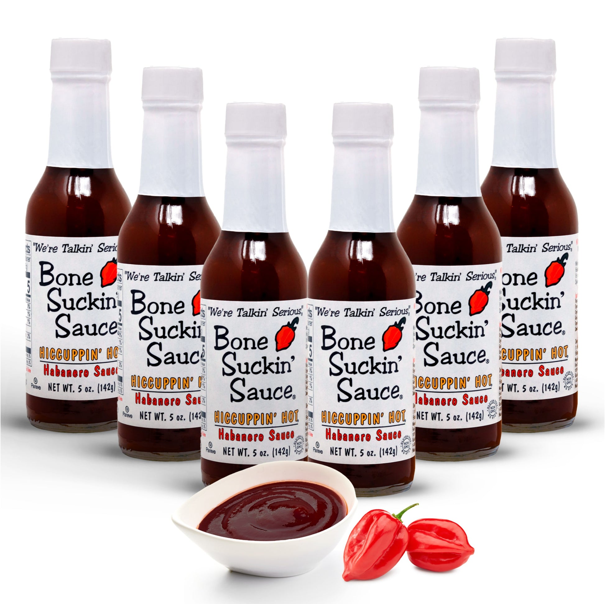 Bone Suckin'®, HICCUPPIN' Hot® Habanero Sauce, 5 oz., 6 pack