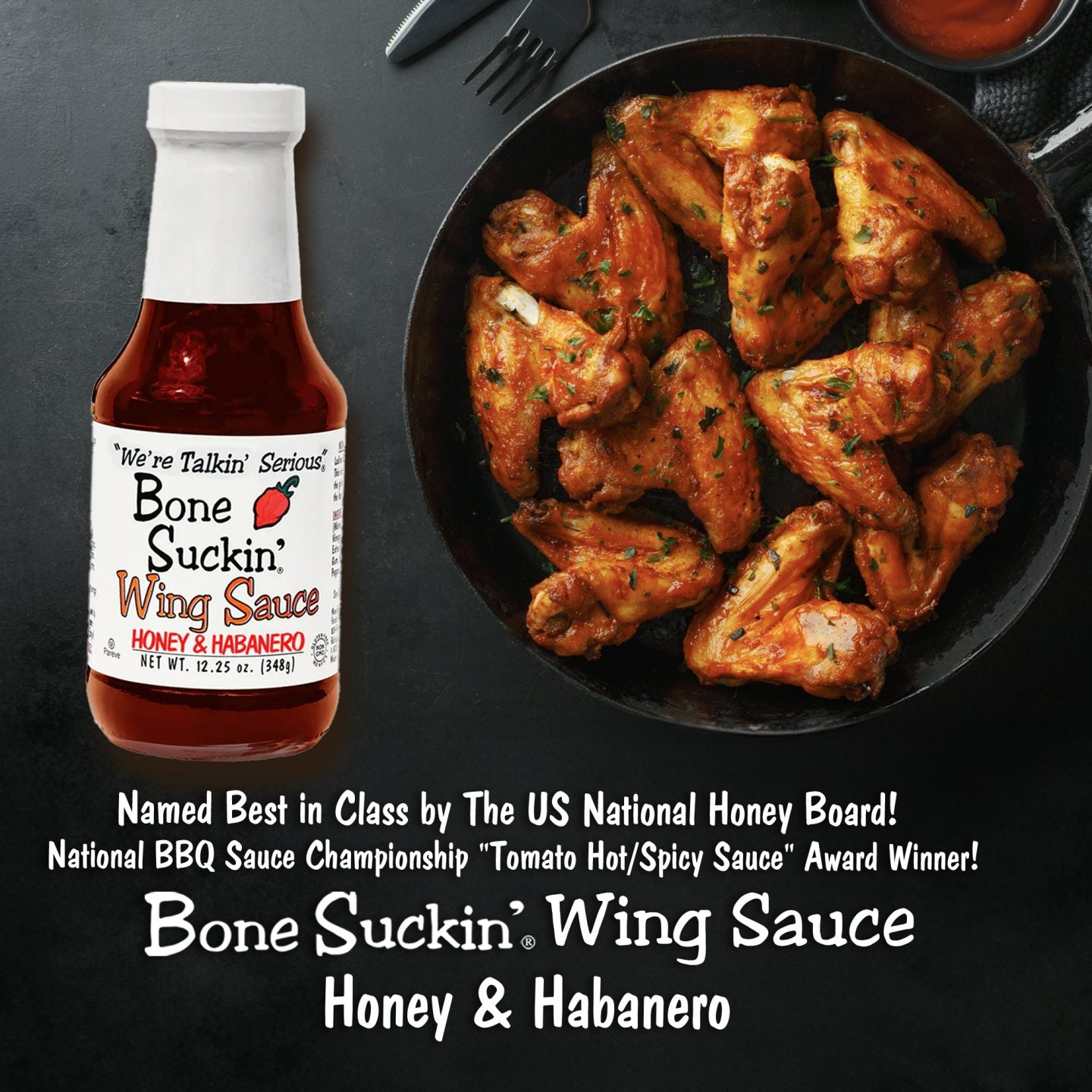 Bone Suckin'® Wing Sauce, Honey & Habanero, 12.25 oz.
