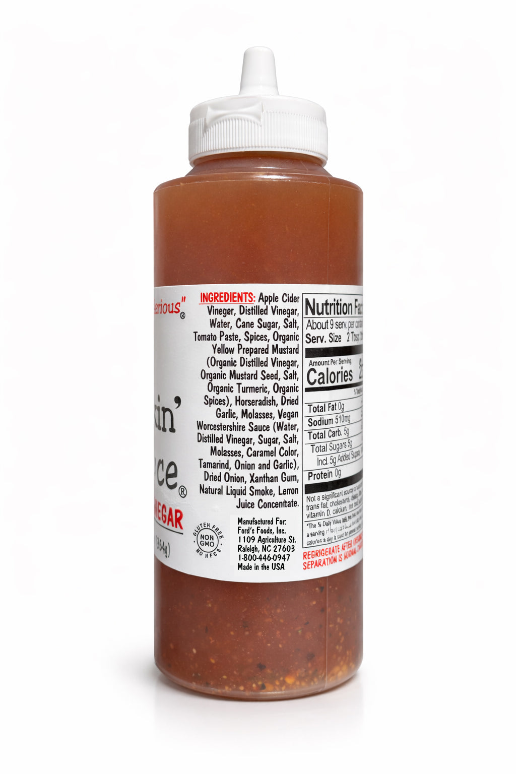 Bone Suckin' Sauce Eastern Vinegar ingredients label.
