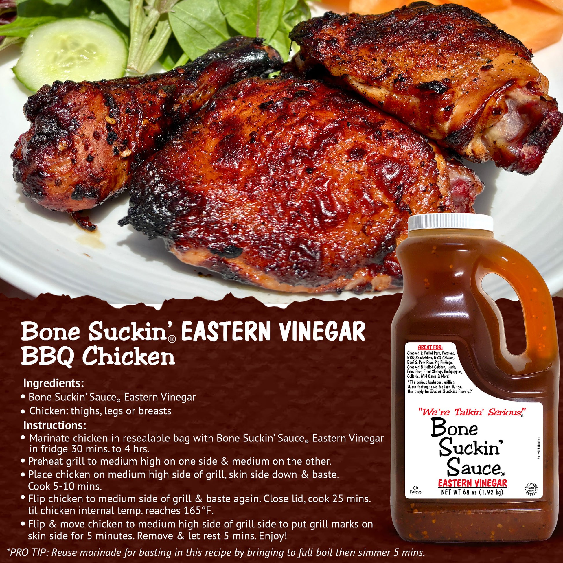 Bone Suckin' Sauce Eastern Vinegar 68 oz Jug - Eastern Vinegar BBQ Chicken Recipe