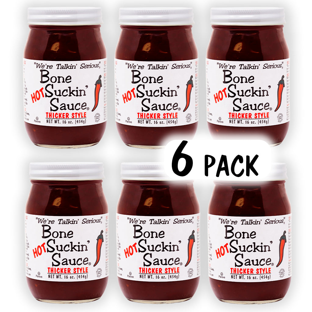 Bone Suckin' Sauce Hot Thicker Style, 16 oz, 6 pack
