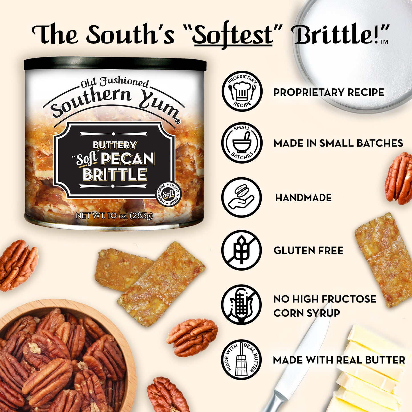 Southern Yum® Pecan Brittle, 10 oz - Tin