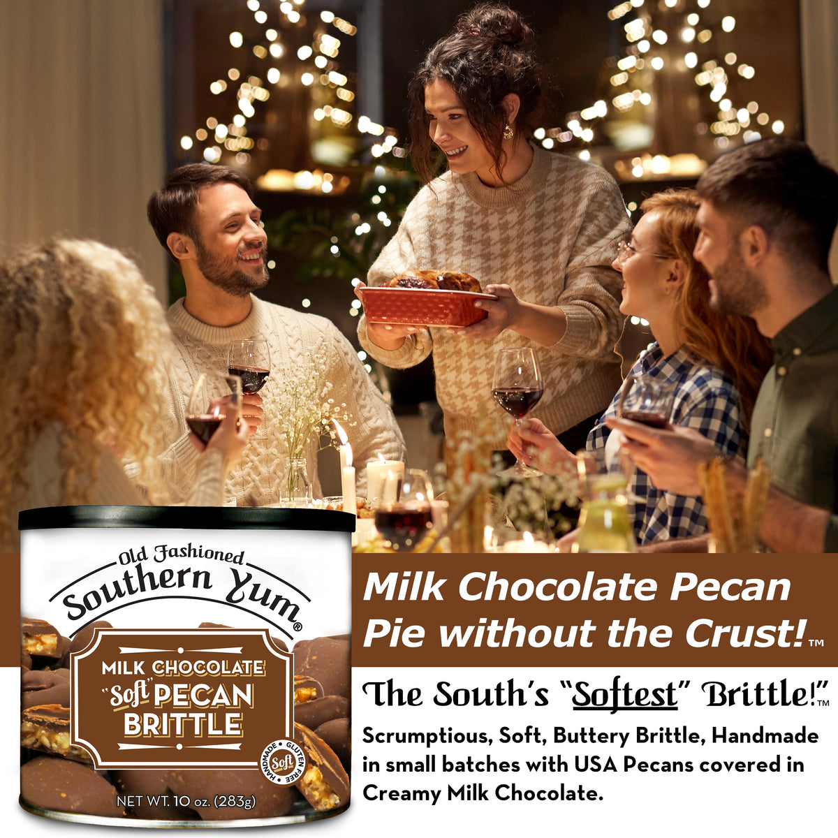 Southern Yum® Pecan Brittle, Milk Chocolate, 10 oz.