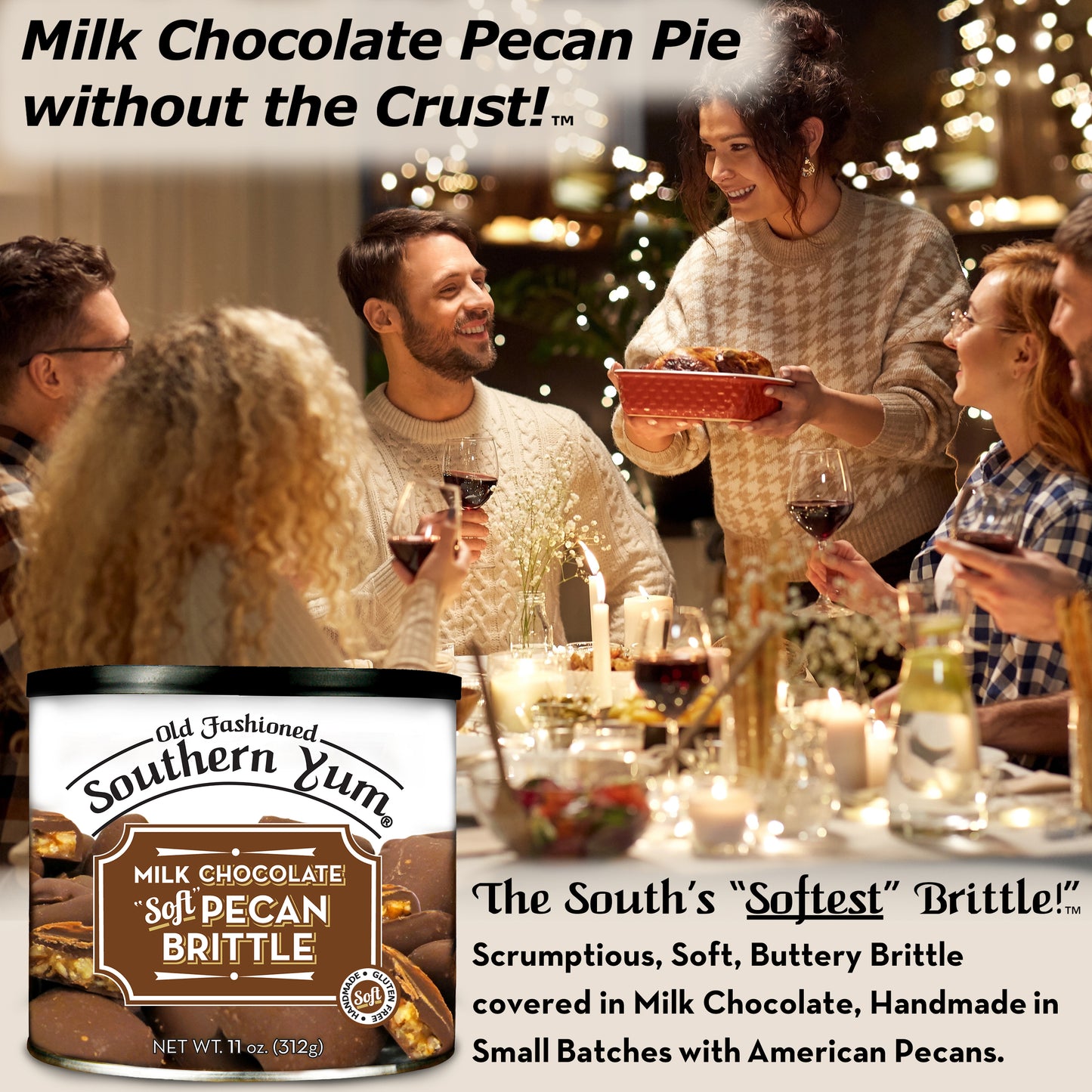 Southern Yum® Pecan Brittle, Milk Chocolate, 11 oz.