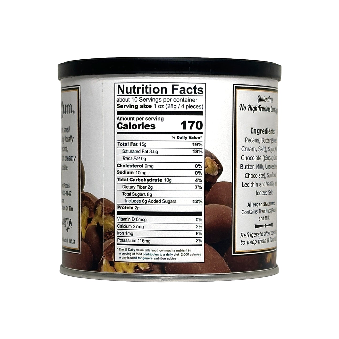 Southern Yum Butter Roasted Chocolate Pecans, 10 oz. Tin