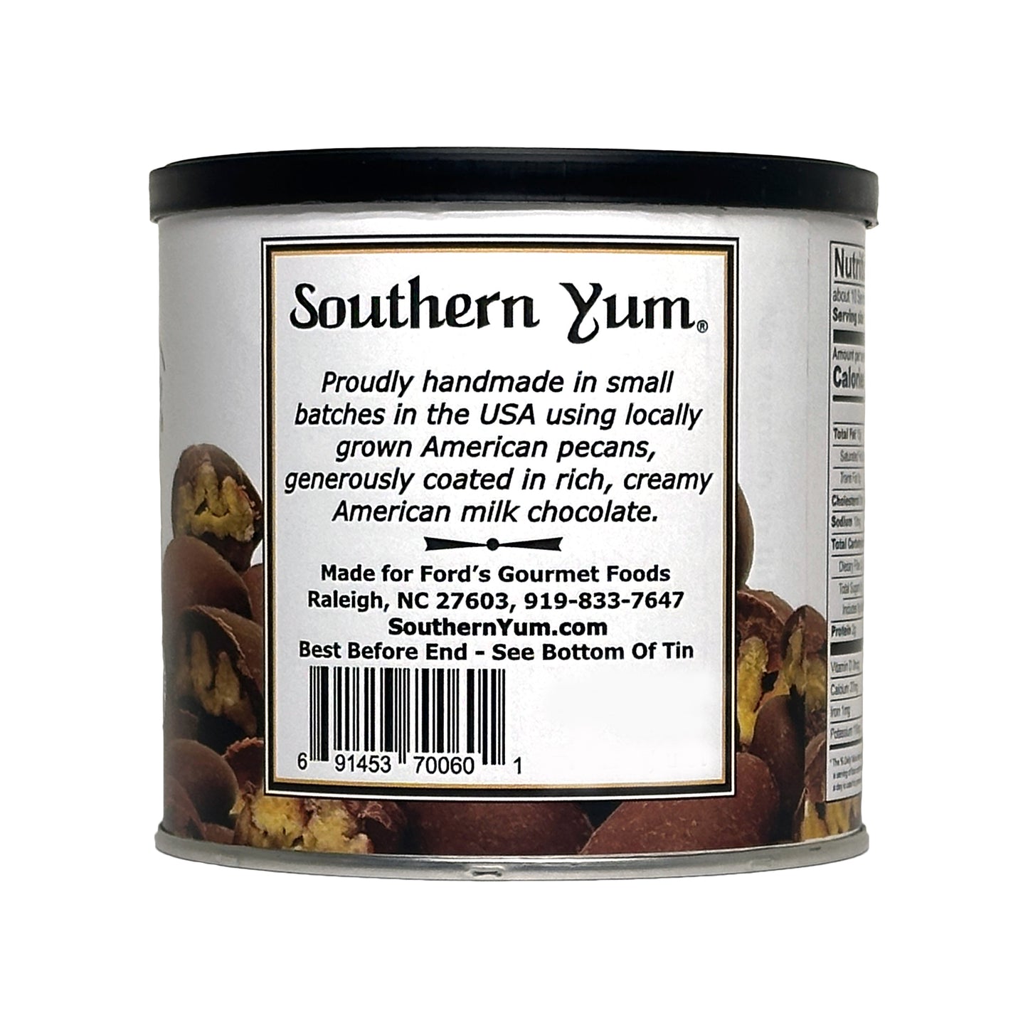 Southern Yum Butter Roasted Chocolate Pecans, 10 oz. Tin