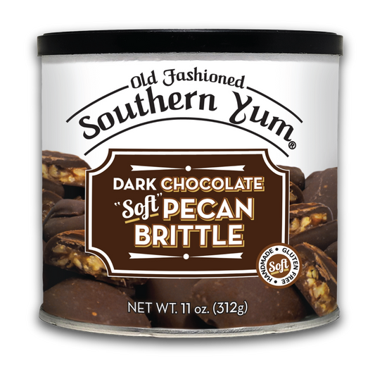 Southern Yum® Pecan Brittle, Dark Chocolate, 11 oz. Tin