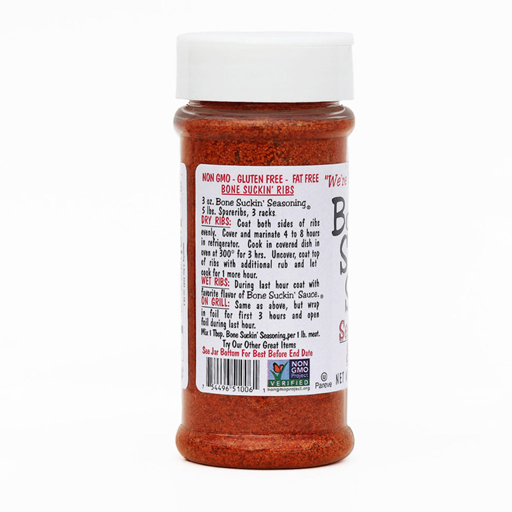 Bone Suckin’® Seasoning & Rub, 5.8 oz. Side Of Bottle, Recipe