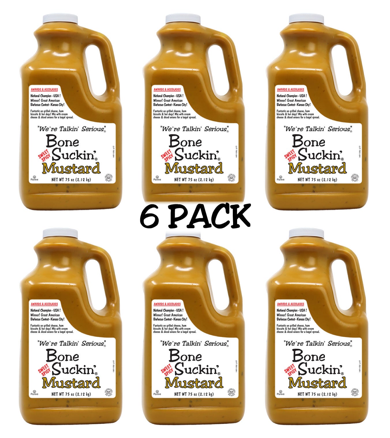 Bone Suckin' Sauce Swwet & Spicy Mustard, 75 oz.  6 pack
