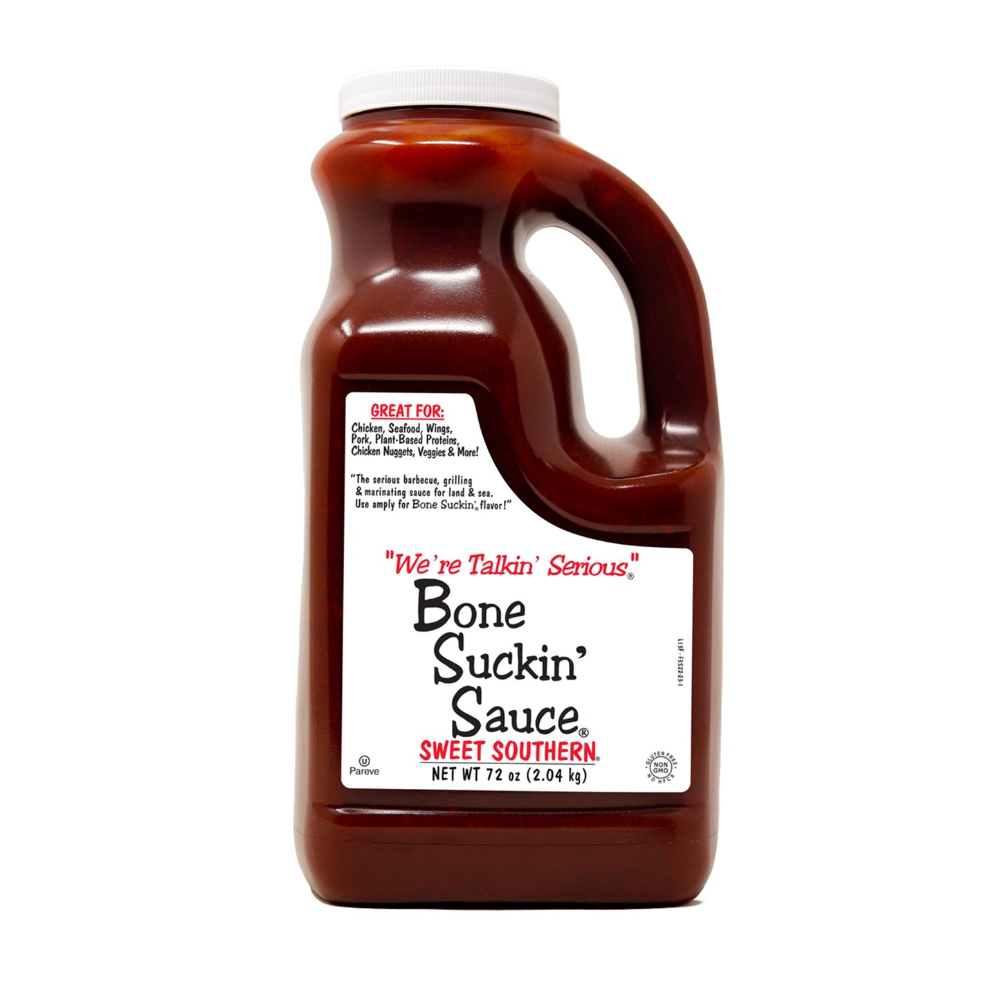 72 oz. Jug of Bone Suckin' Sauce Sweet Southern on a white background