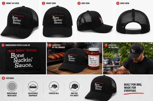 Bone Suckin' Sauce® Black Trucker Hat | Official BBQ Hat
