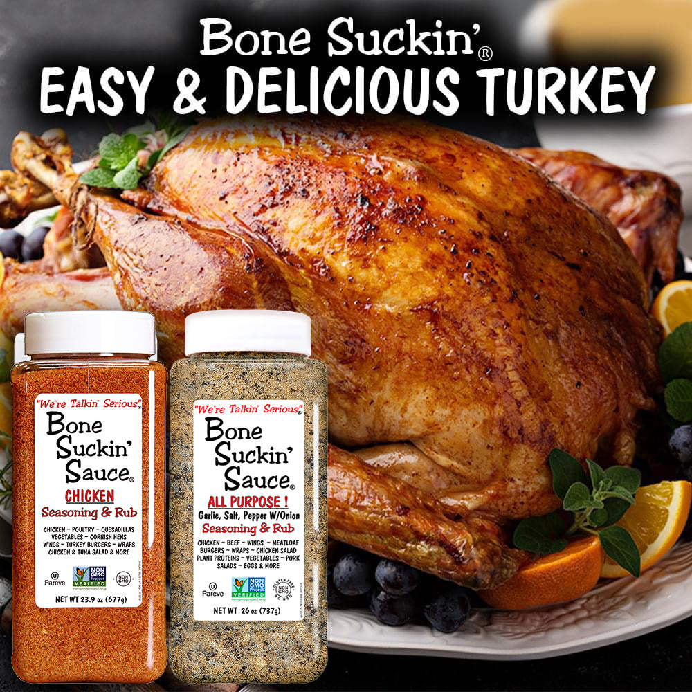 Get the best of both worlds with a two pack of the new larger sizes of our favorite Bone Suckin' All Purpose! Seasoning & Rub 26 oz and Bone Suckin' Chicken Seasoning & Rub 23.9 oz.