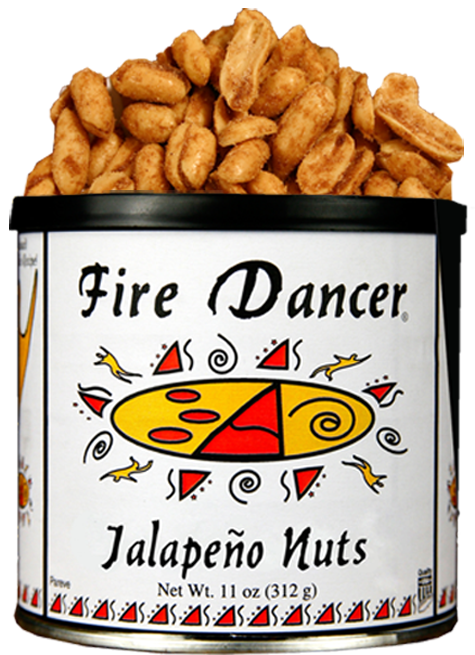 Fire Dancer® Jalapeño Peanuts, 11 oz. Tin International Award-Winning, Spicy, Gluten Free, Kosher, Non Gmo, Extra-Large American Peanuts