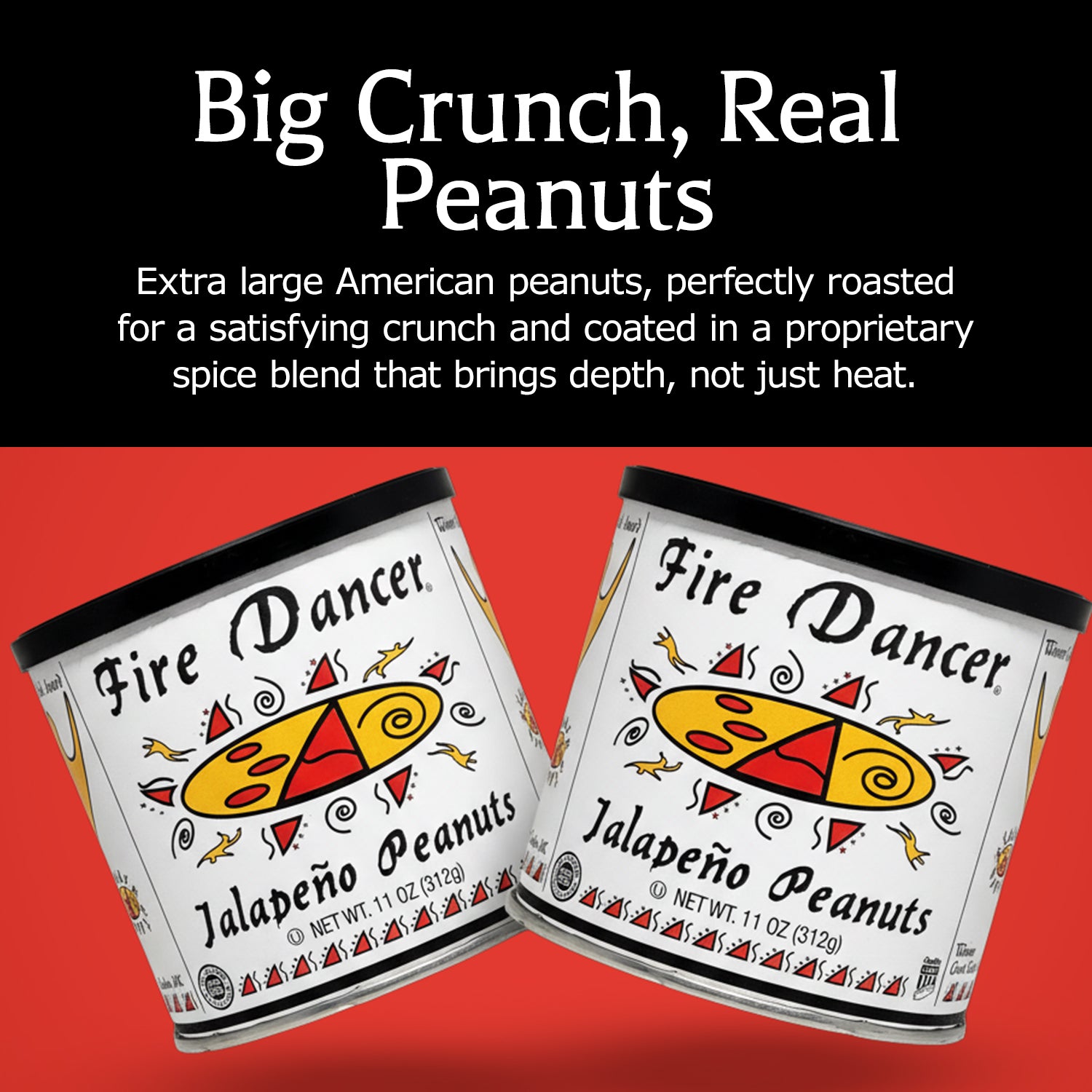 Fire Dancer® Jalapeño Peanuts – Award-Winning, 11 oz Tin – Ford's