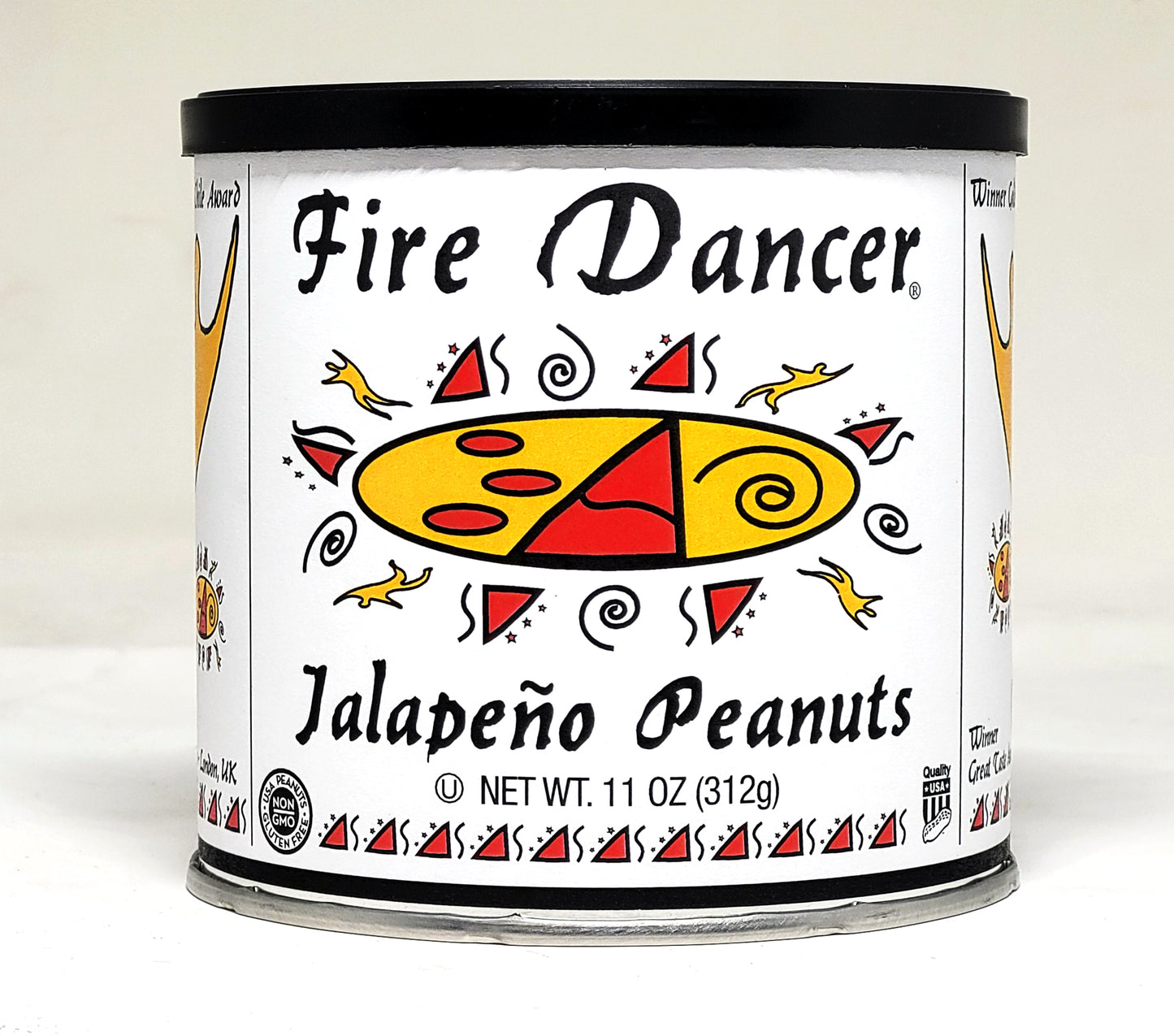 Fire Dancer® Jalapeño Peanuts, 11 oz. Tin International Award-Winning, Spicy, Gluten Free, Kosher, Non Gmo, Extra-Large American Peanuts