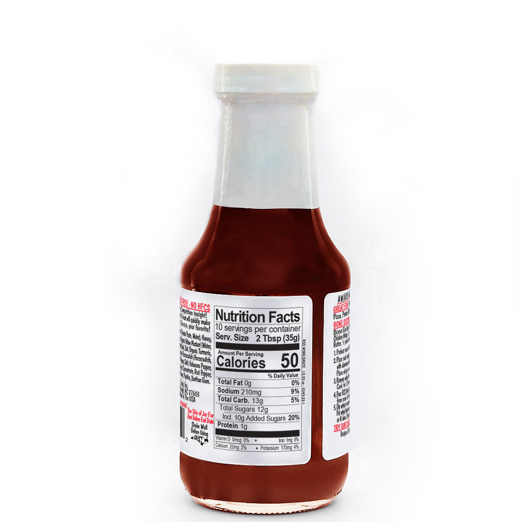 Bone Suckin'® Wing Sauce, Honey & Habanero, 12.25 oz., Side of Label with Nutrition Panel