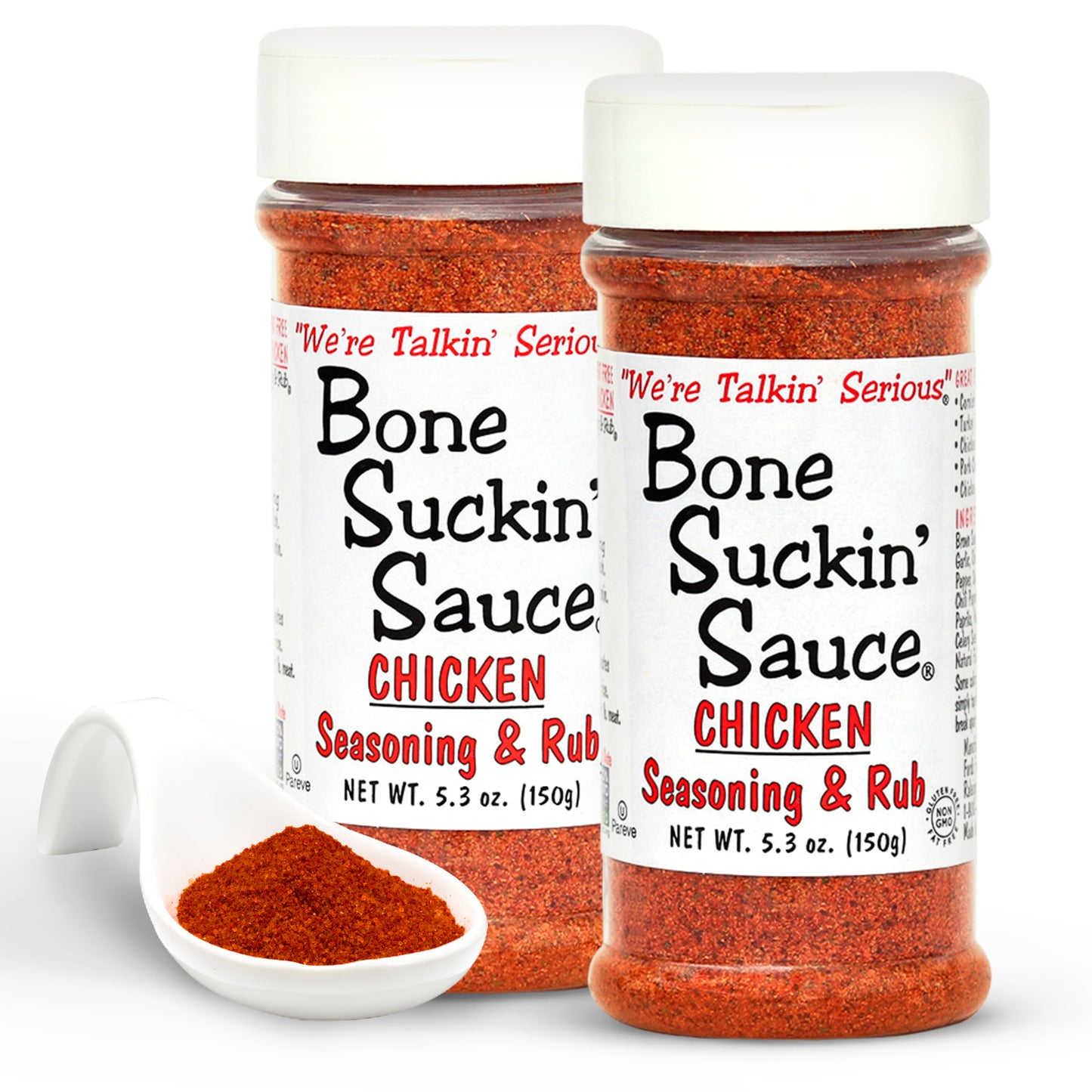 Bone Suckin' Chicken Seasoning & Rub - 5.3oz - with Garlic & Sage - Perfect for Chicken, Turkey, Other Poultry, Fish - Brown Sugar, Garlic, Onion, Spices - Non-GMO, Gluten-Free, Fat-Free, Kosher, Pareve, No MSG!