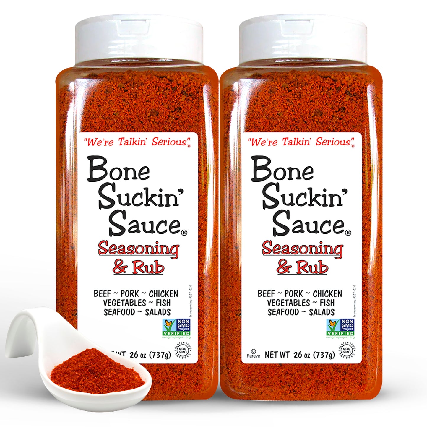 Bone Suckin' Seasoning & Rub, Original Blend, 26 Oz - Grilling Rubs, Dry Pork Rub, Gluten-Free, Non-GMO, Kosher, Great on Ribs, Pork, Beef, Chicken, Seafood, Pasta, Vegetables & Even Popcorn! No Msg!