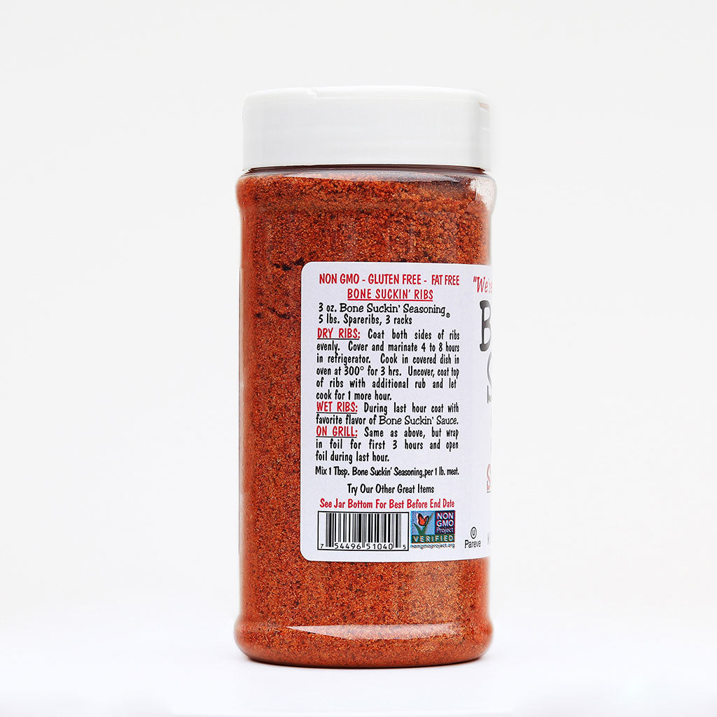Bone Suckin'® Seasoning & Rub, 11.4 oz. Side of Jar - Recipe