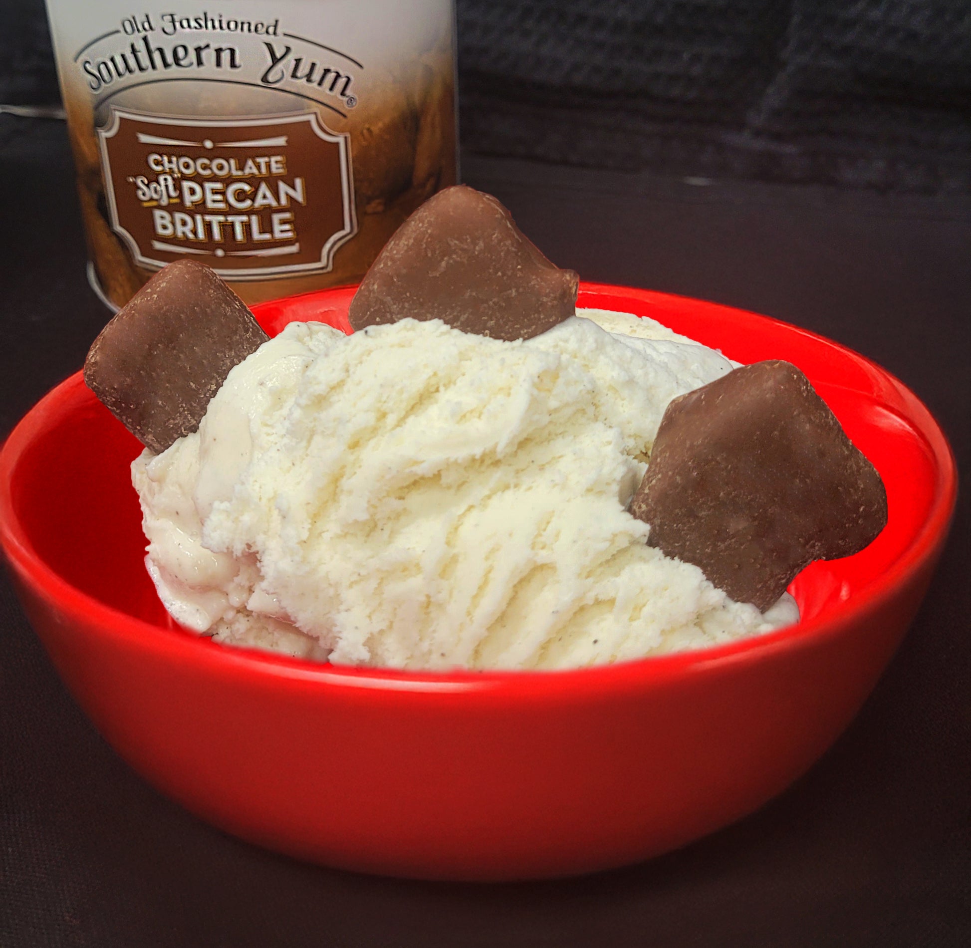 Southern Yum Milk Chocolate Pecan Brittle in Ice Cream