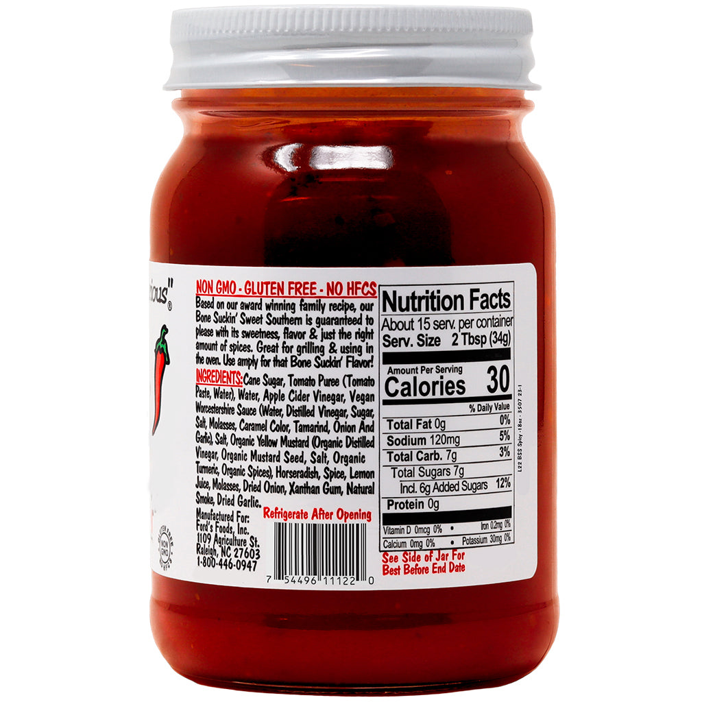 Bone Suckin' Sauce® Sweet Southern® SPICY - 18 oz Glass Bottle
