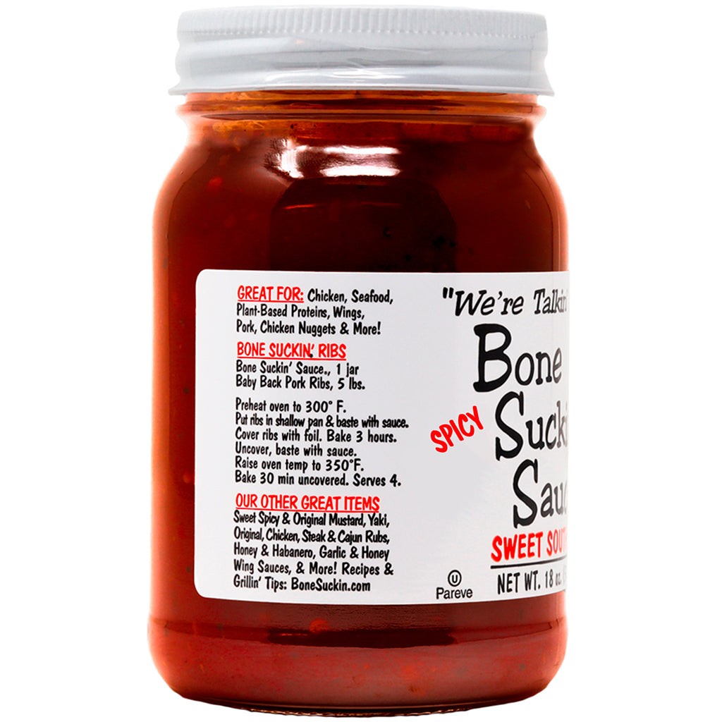 Bone Suckin' Sauce® Spicy Sweet Southern, side of label