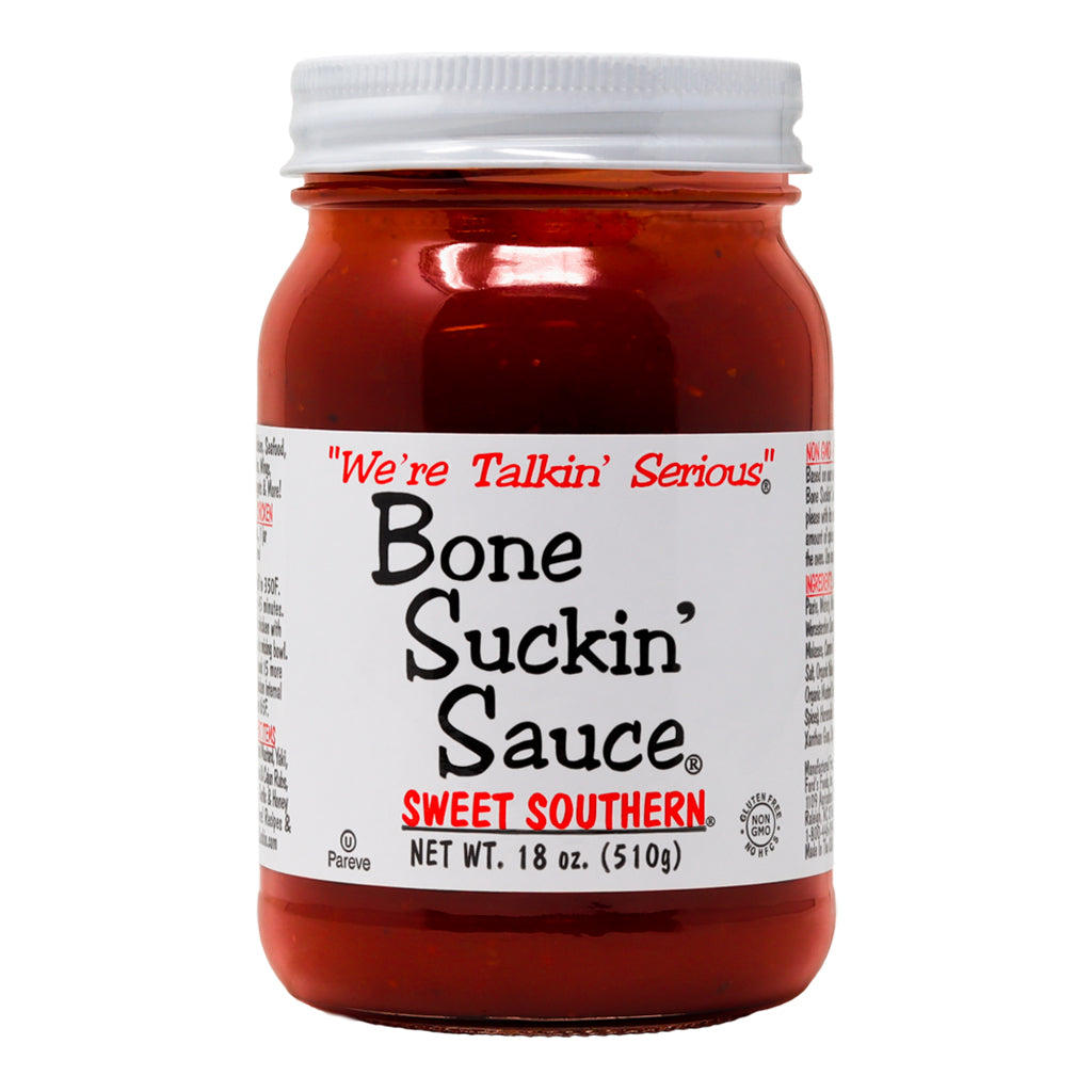 Bone Suckin' Sauce® Sweet Southern®, 18 oz jar Indulge in the rich, sweet, and tangy flavors of our signature sauce, perfect for ribs, chicken, and pork.