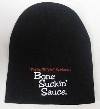 Bone Suckin' Sauce® Polar Fleece Lightweight Black Logo Beanie